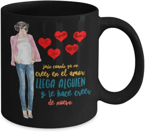 Vista 2 de Regalo para novia Taza de cafe para esposa Perfecto regalo para navidad, graduados, profesionales y estudiantes Vaso con afirmaciones Negro