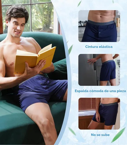 Vista 3 de DAVID ARCHY Calzoncillos tipo bóxer de rayón de bambú para hombre, transpirables, refrescantes, con cierre de botón, ropa interior de ajuste