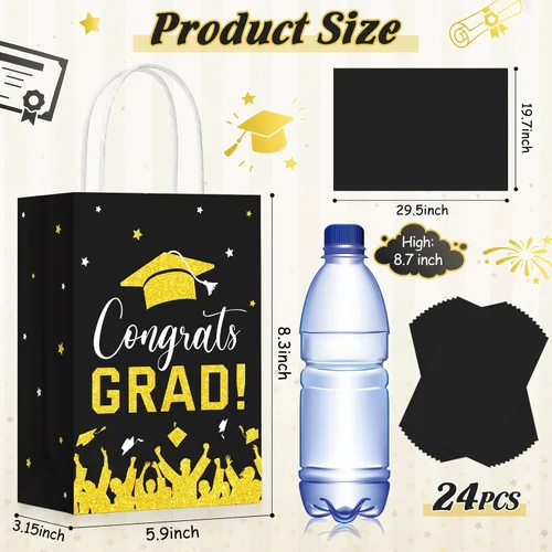 Vista 2 de Colarr 24 bolsas de regalo de graduación a granel con papel de seda clase de 2026, bolsas de regalo de fiesta de graduación con asas para escuela