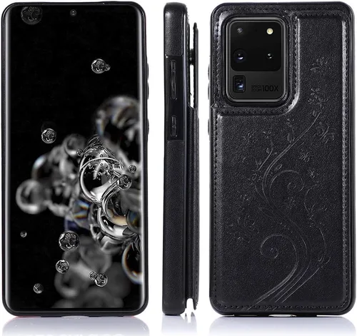 Vista 4 de Funda de teléfono para Samsung Galaxy S20 Plus Glaxay S20+ 5G con protector de pantalla de vidrio templado y tarjetero, funda de piel con tapa
