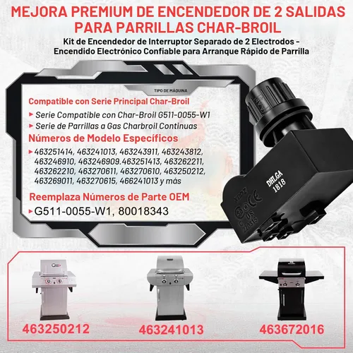 Vista 2 de Kit de encendido electrónico de 2 salidas para Char-Broil G511-0055-W1 2