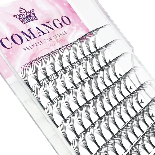 Vista 17 de Extensiones de pestañas de volumen prefabricadas 10D, 0.003 in de grosor, rizo C/D, 0.472 in, tallo corto, extensiones de pestañas de volumen