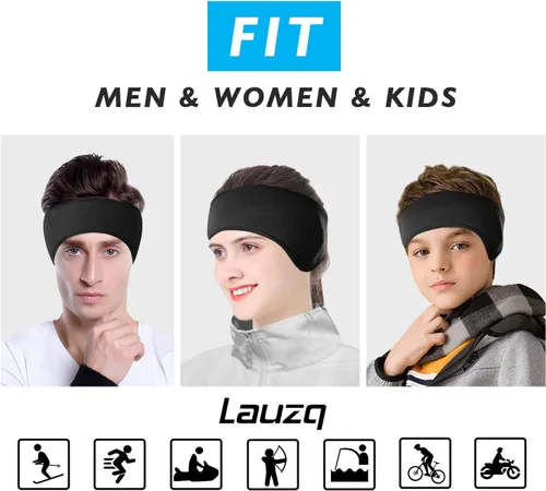 Vista 8 de Lauzq Invierno de forro polar calentadores de orejas para hombres, mujeres, niños, esquí, correr, ciclismo