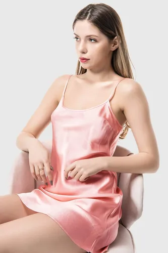 Vista 6 de Ropa de dormir para mujer, 100% seda, sexy, de satén, ajustada, ropa de dormir