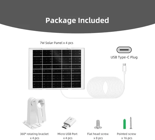 Vista 6 de Paquete de 4 cargadores de panel solar de cámara de 7 W compatibles con eufyCam 3/S330, 3C/S300, S350/C220/C210, eufy SoloCam S220/S340/C210
