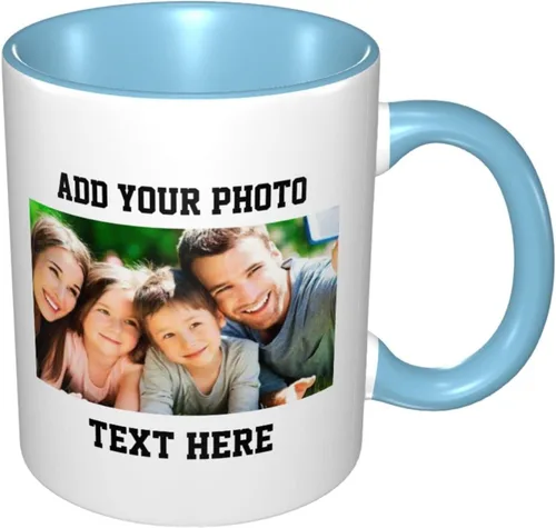 Vista 9 de Tazas de café con foto personalizada, taza personalizada con texto fotográfico, haz tu propia taza, taza de café con acento de cerámica, taza Negro