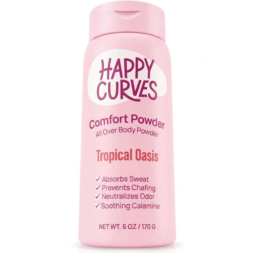 Vista 12 de HAPPY CURVES Comfort Powder: desodorante en polvo antirozaduras sin talco para el cuerpo y los pies para controlar las rozaduras internas del muslo