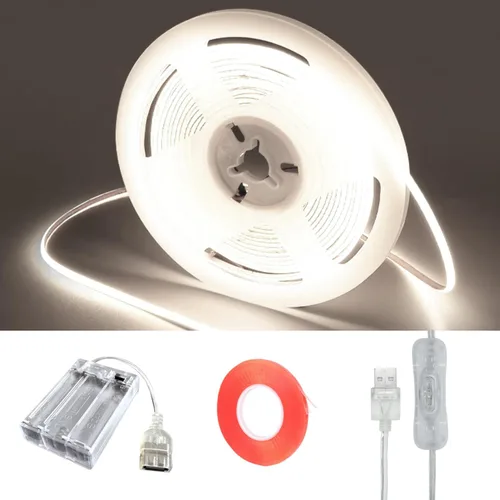 Vista 9 de Geekeep - Tira de luces LED a pilas, impermeables, flexibles, tiras de luz LED SMD 5050 con cinta de luz LED (6.56 pies, blanco frío)