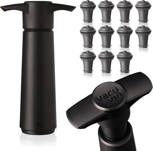 Vista 11 de Vacu Vin Juego de 2 tapones de vacío para guardar vino, color gris, sellado hermético para botellas abiertas para preservar la frescura hasta 10