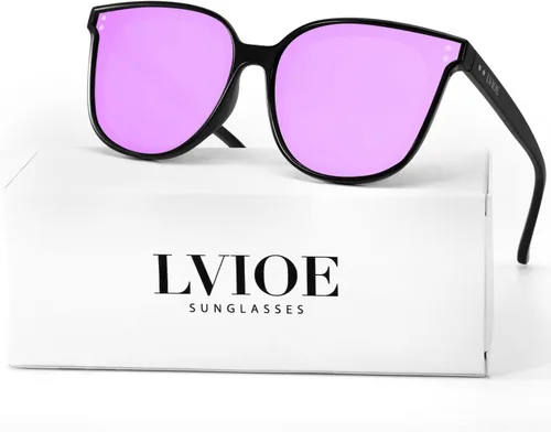 Vista 3 de LVIOE Lentes de sol polarizados de gran tamaño para mujer, a la moda, con protección UV, sombra LS1627