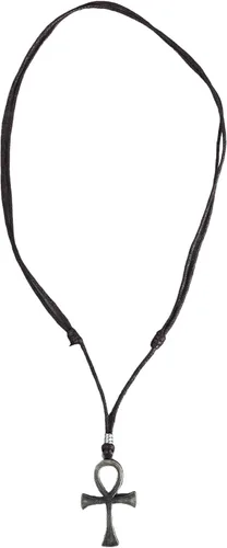 Vista 10 de BlueRica Collar de cordón ajustable con cruz de la vida Ankh