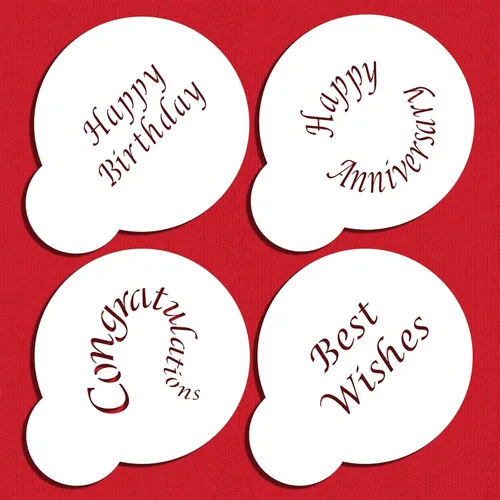 Vista 2 de Designer Stencils Plantillas de dulces y galletas para ocasiones especiales (felicitaciones, mejores deseos, feliz cumpleaños y aniversario)