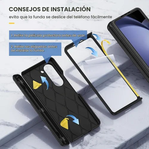 Vista 2 de Ruky Funda para Galaxy Z Fold 5 con protección de bisagra, carcasa de cuerpo completo con soporte magnético integrado y protector de pantalla