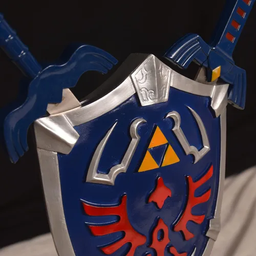 Vista 5 de Blue Shield Japanese Anime Game Cosplay Sword Hylian Shield Metal/PVC