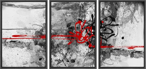 Vista 41 de wall26 Lienzo enmarcado para pared, juego de arte con trazos de pintura roja y naranja vibrante, paisaje, formas abstractas, ilustraciones, arte