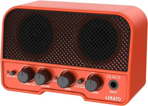 Vista 9 de LEKATO Mini amplificador de guitarra eléctrica recargable de 5 W, canales limpios/sobremarchados, amplificador pequeño portátil para práctica
