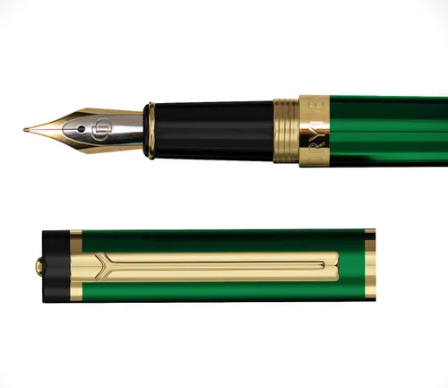 Vista 2 de Dryden Designs Pluma estilográfica, punta media y fina, incluye 24 cartuchos de tinta y convertidor de recarga de tinta, bolígrafo de caligrafía