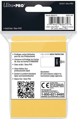 Vista 2 de Ultra Pro Protectores de cubierta estándar PRO-Matte (para magia y Pokémon) - Amarillo (50 ct.)