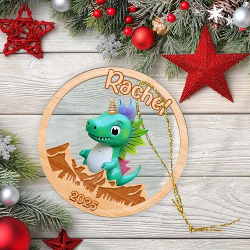 Vista 6 de Adorno de dinosaurio personalizado para niños, niñas, hija, hijo, dinosaurio, decoración artesanal, adornos acrílicos con nombre personalizado