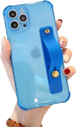 Vista 24 de Funda con correa para iPhone 15 de 6.1 pulgadas con soporte de pulsera, TPU suave y transparente protector a prueba de golpes, resistente, lazo