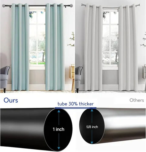 Vista 4 de Barras de cortina negras para ventanas: Barras de cortina ajustables de 1 pulgada de diámetro, de 32" a 45", barra de cortina para ventanas de alta