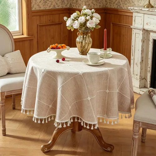 Vista 19 de Laolitou - Mantel para mesa de comedor, mantel rústico estilo de granja para cocina y mesa auxiliar, tela de lino de algodón, manteles rectangulares