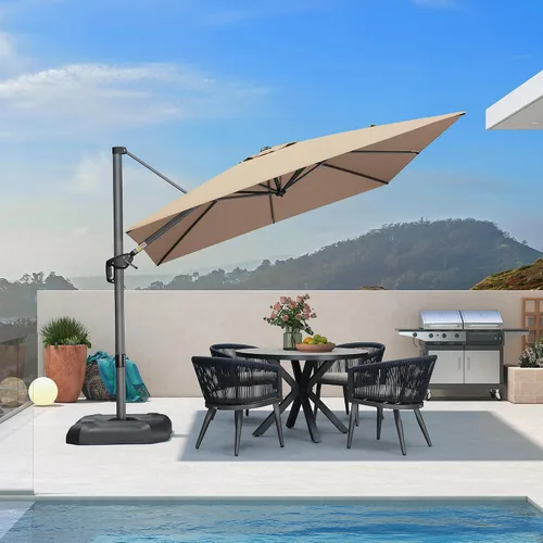 Vista 48 de PURPLE LEAF Sombrilla de patio de 8 pies para exteriores, sombrilla voladiza cuadrada de aluminio con rotación de 360 grados para jardín, terraza