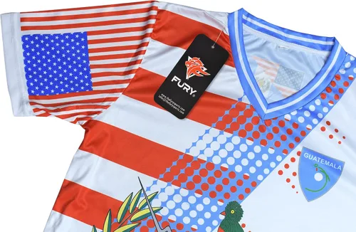 Vista 8 de Fury Camiseta de fútbol con la bandera de Guatemala y Estados Unidos - Camiseta Guatemala - Camiseta Guatemala Jersey HombresHombresMujeresUnisex