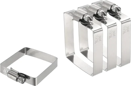 Vista 38 de uxcell 2 abrazaderas de manguera rectangulares de acero inoxidable 304, ajustables de 2 x 2 pulgadas, abrazaderas de tubo de conducto de engranaje