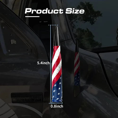 Vista 2 de Ajxn 1 PC Antena de Bala para Carro Camión Diseño de Bandera Americana Compatible con F150 F250 F350 Super Chevrolet Duty Raptor Dodge Ram 1500 2500