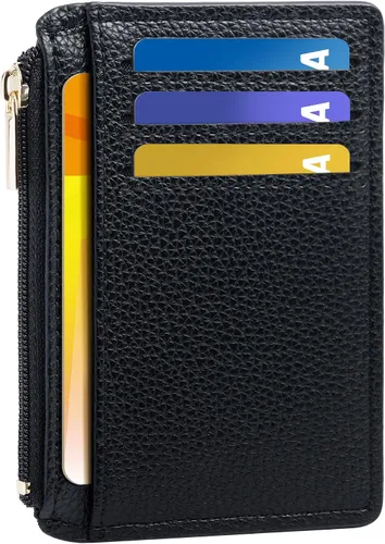 Vista 18 de Tipmile Tarjetero compacto para tarjetas de crédito con ventana de identificación para mujer, delgada y minimalista, bolsillo frontal, cartera