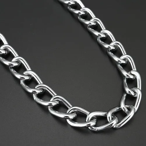 Vista 8 de Correa de cadena de metal chapado en cromo con mango acolchado suave para perros pequeños (S, mango negro)