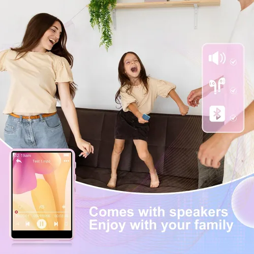 Vista 6 de Reproductor MP3 con Bluetooth 5.3-64GB, reproductor de música portátil con pantalla táctil completa de 2.4", reproductor MP3 con altavoz HD, radio
