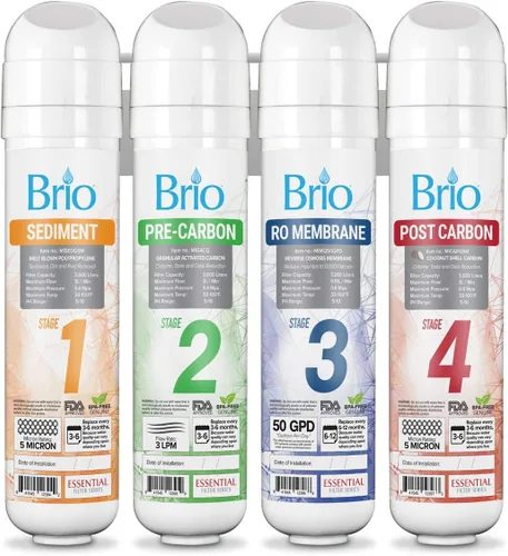 Vista 2 de Brio Kit de repuesto de filtro de enfriador de agua de ósmosis inversa RO de 4 etapas para modelos de dispensador de agua Brio CLPOURO420SCV2