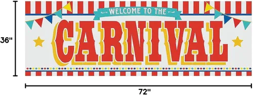 Vista 2 de Cartel de bienvenida de carnaval, 6 pies de largo, suministros para fiestas de circo