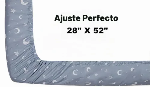 Vista 5 de Juego de 4 sábanas para cuna, diseño neutro de estrella y luna, unisex, para bebé, para niños o niñas, luna