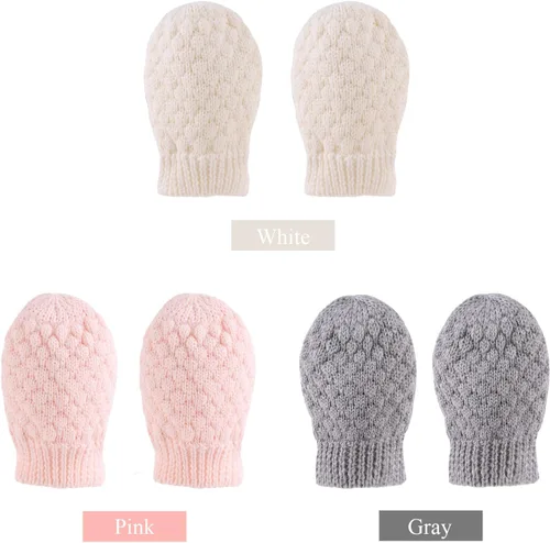 Vista 29 de Guantes de punto para bebés, niños y niñas, guantes de invierno para recién nacidos, guantes de 0 a 3 años