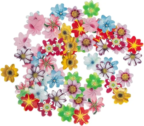 Vista 13 de Flores comestibles, hojas comestibles y mariposas comestibles blancas, papel de oblea, decoración de cupcakes para decorar papel de arroz