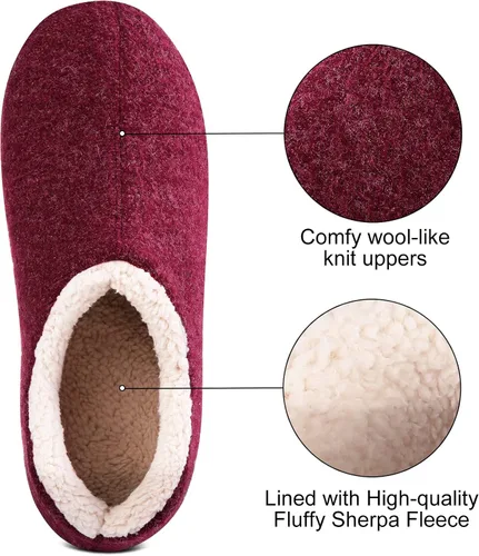 Vista 4 de Leisurely Pace Pantuflas de invierno de espuma viscoelástica para mujer espalda cerrada forro polar pantuflas para interiores y exteriores