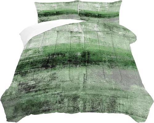 Vista 3 de Green Abstract Comforter Set Twin,Modern Grunge Bedding for Kids Boy Abstract 16
