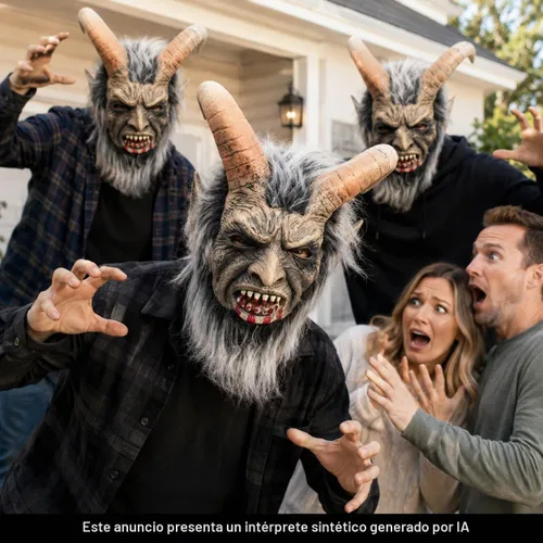 Vista 3 de Máscara de demonio de cabra para adultos, disfraz de terror de látex