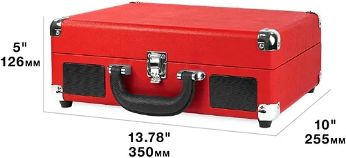 Vista 9 de Victrola Journey+ - Reproductor de discos portátil con Bluetooth en maleta – Altavoces integrados, reproductor de vinilos de 33-1/3, 45 y 78 RPM