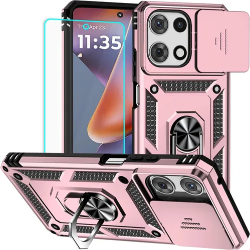 Vista 10 de Funda para Moto G 5G 2022 con protector de pantalla: resistente, soporte giratorio de grado militar 360, funda protectora a prueba de golpes