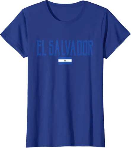 Vista 44 de Camiseta de texto azul con bandera de El Salvador, Negro, S
