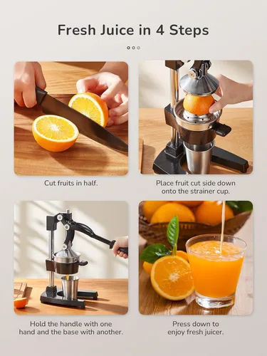 Vista 8 de 500W Centrifugal Juicer + Cast Iron Hand Press Juicer, 2-in-1 Fruit & Vegetable Juice Extractor Set, Heavy-Duty Manual Citrus Juicer & Electric