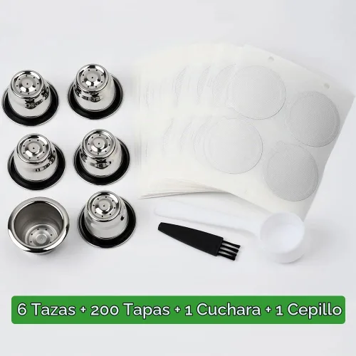 Vista 2 de Cápsulas reutilizables para Nespresso OriginalLine, 6 cápsulas de café recargables de acero inoxidable compatibles con máquinas Nespresso Original