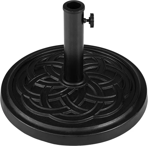 Vista 15 de Tangkula Base de sombrilla de patio de 49 libras, soporte de sombrilla de 20.5 pulgadas con diseño de ratán, perilla ajustable, soporte redondo