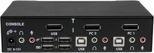 Vista 3 de StarTech Conmutador KVM DisplayPort de 2 puertos - 2560 x 1600, TAA @60Hz - Doble puerto DP USB, teclado, video, caja de interruptor de mouse