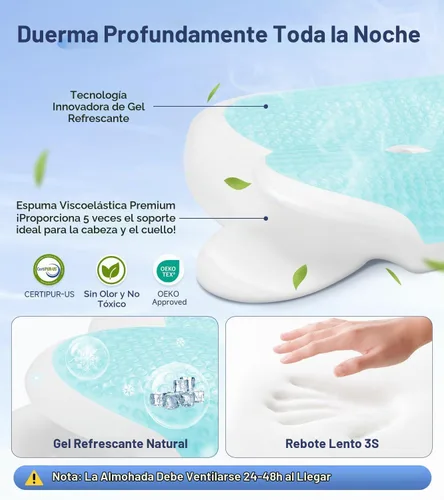 Vista 2 de Almohada de espuma viscoelástica de gel de enfriamiento 2026, almohada