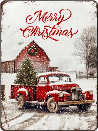 Vista 10 de Letreros de Navidad de Metal Vintage de Lata, May You Never to Too Grown Up to Search The Skies Christmas Eve 8x12 Pulgadas Arte Rústico de Pared